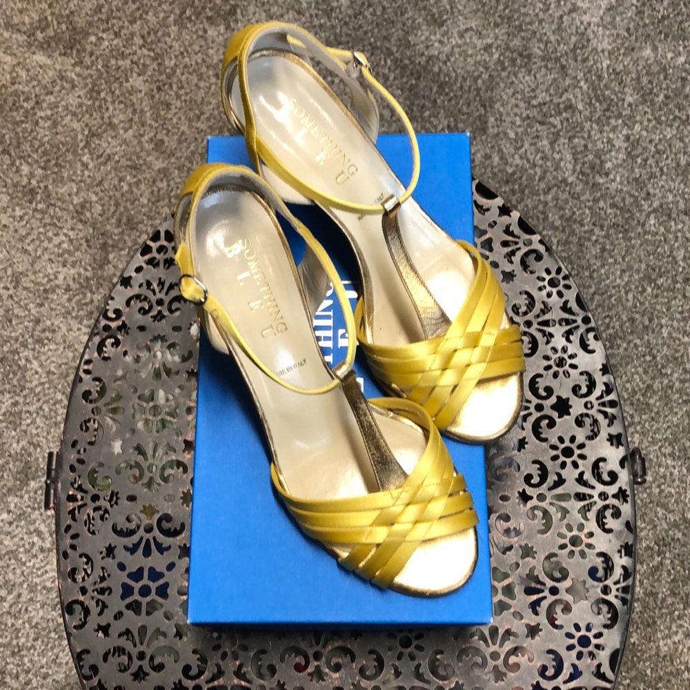 Yellow satin heels